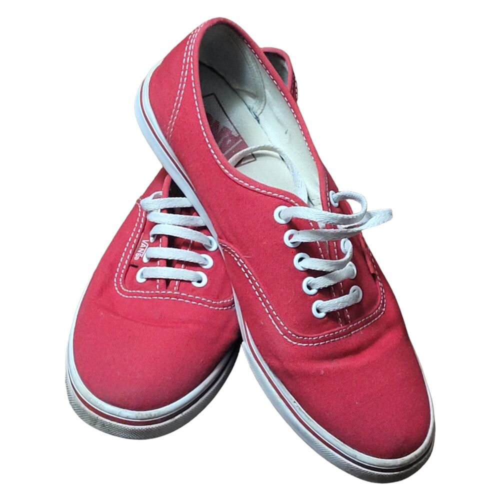 Vans Red Canvas Skate Shoes Mens 6.5 Skater Streetwear Low Top Sneakers